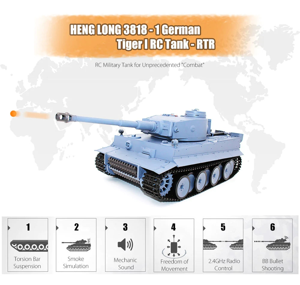 Heng Long RC Battle Tank 1/16 2.4G Germany Tiger I Tank